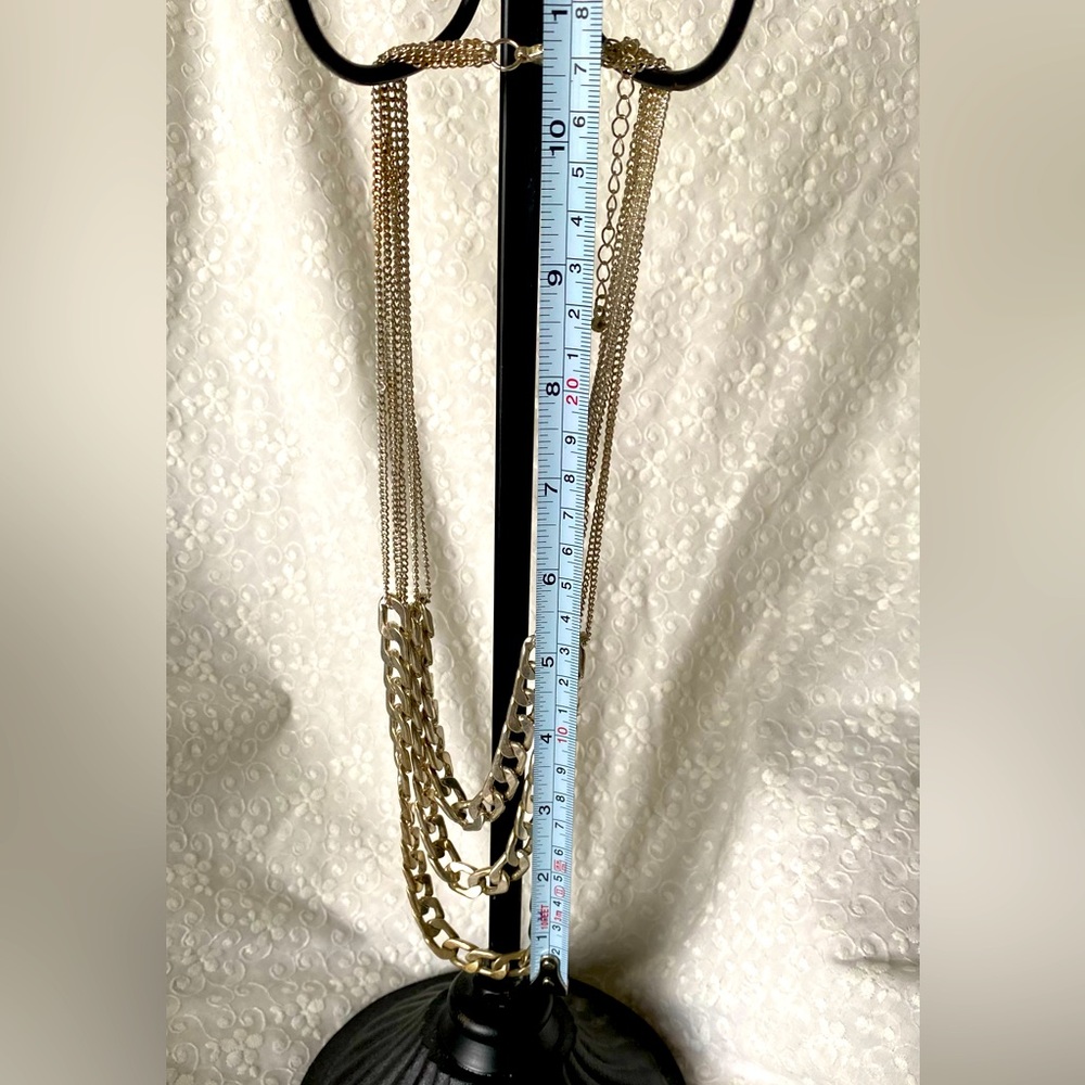 Multi Layer Chains Silver Color Statement Necklac… - image 4